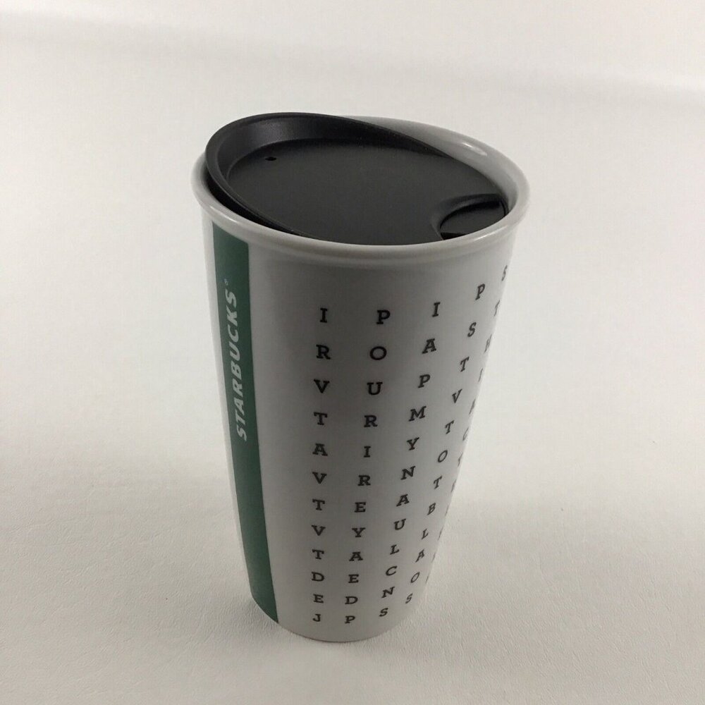 Starbucks Coffee Cup 2016 Ceramic Tumbler Mug 12 fl oz Word Search Puzzle Double - Picture 7 of 7